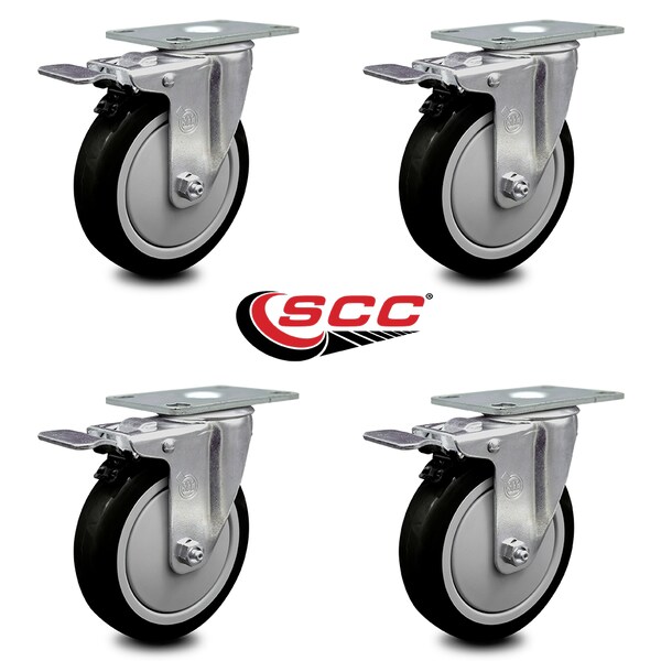 Service Caster Cambro Dish Caddies Utility Truck Swivel Caster with Brake Replace Set - SCC CAM-SCC-TTL20S514-PPUB-BLK-4 - main